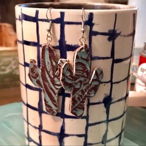 Leather Cactus Earrings